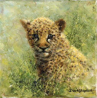 david shepherd leopard cub, cameo signed print david shepherd leopard cub, cameo print