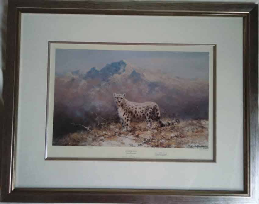 david shepherd lonely vigil, leopard signed print framed david shepherd lonely vigil, leopard print framed