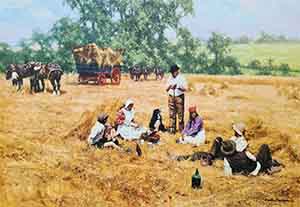 david shepherd, The Lunch break, harvesting, print