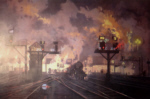 david shepherd, service by night, steam trains