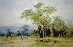 david shepherd Amboseli silkscreen elephants print