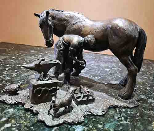 david shepherd, the old forge, bronze, Shire horses, signed  prints