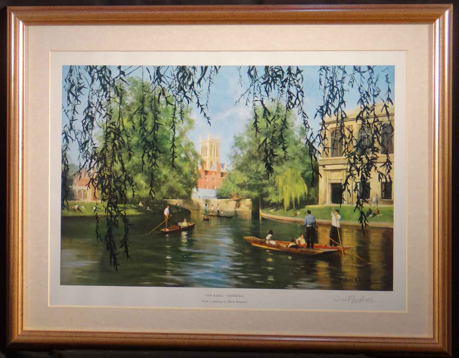 david shepherd signed print, Cambridge, the backs