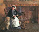 cottage companions spinning wheel bearded collie dog David Shepherd portrait print