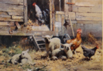 david shepherd, eggs sixpence a dozen, hens, sheep, lambs, print