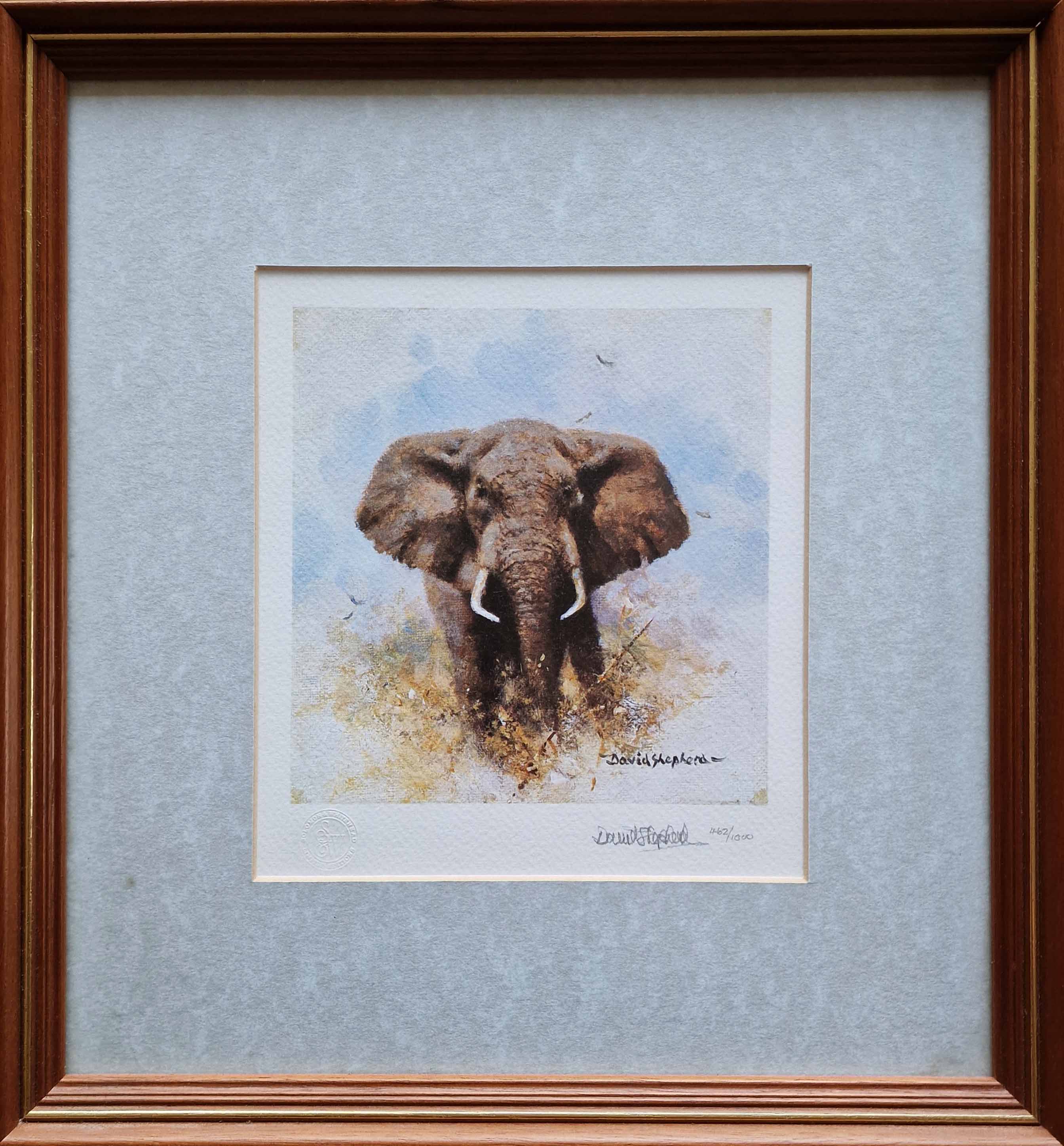 david shepherd elephant cameo signed print