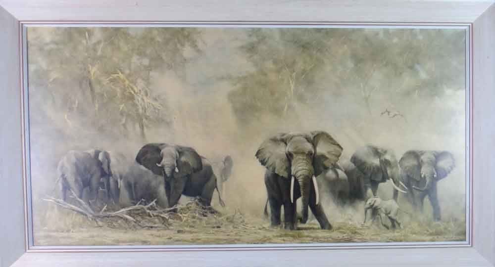 david shepherd  elephants at Amboseli framed print