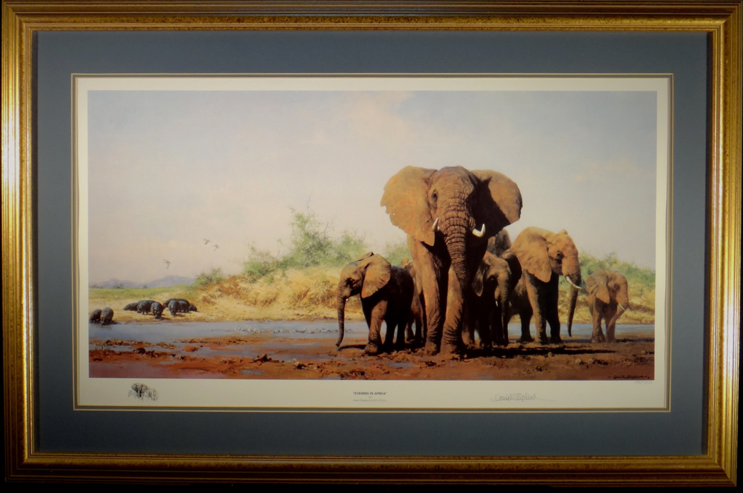 david shepherd, signed limited edition print, Evening in Africa