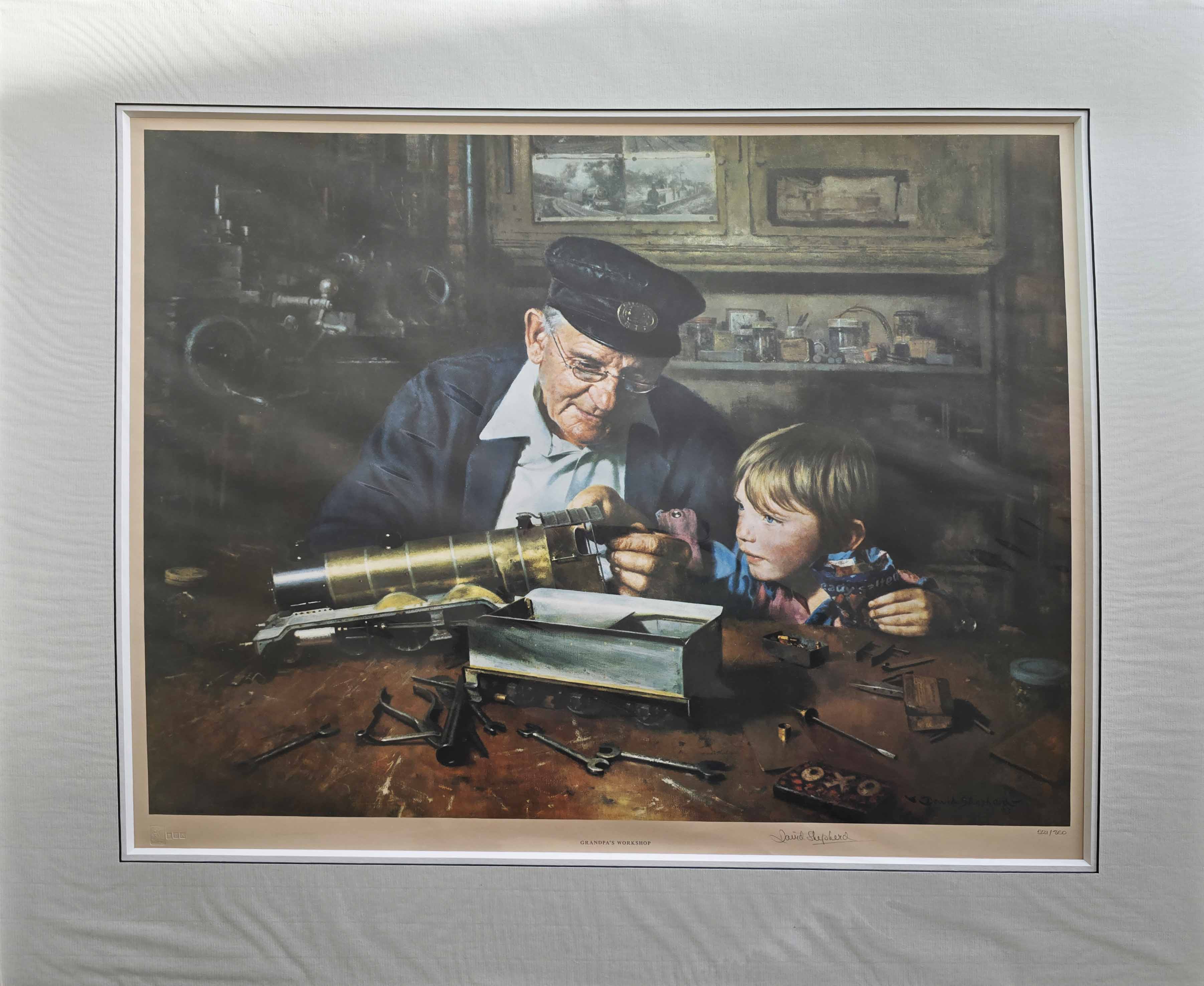 david shepherd, signed limited edition, Grandpa's workshop