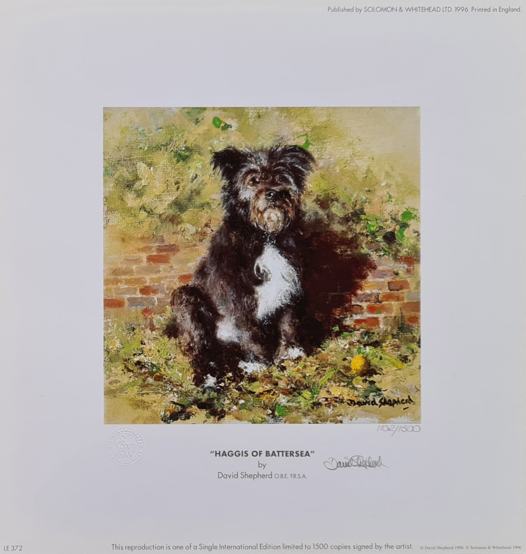 shepherd Haggis of Battersea dog signed print