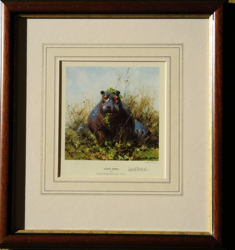 david shepherd happy hippo framed signed print