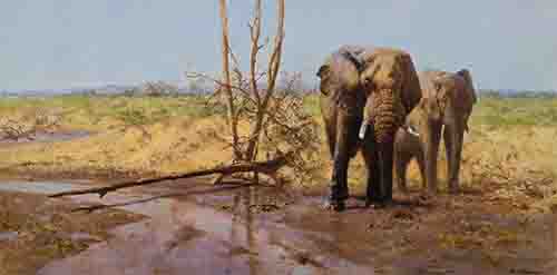 david shepherd in the masai mara elephants, signed, limited edition, print