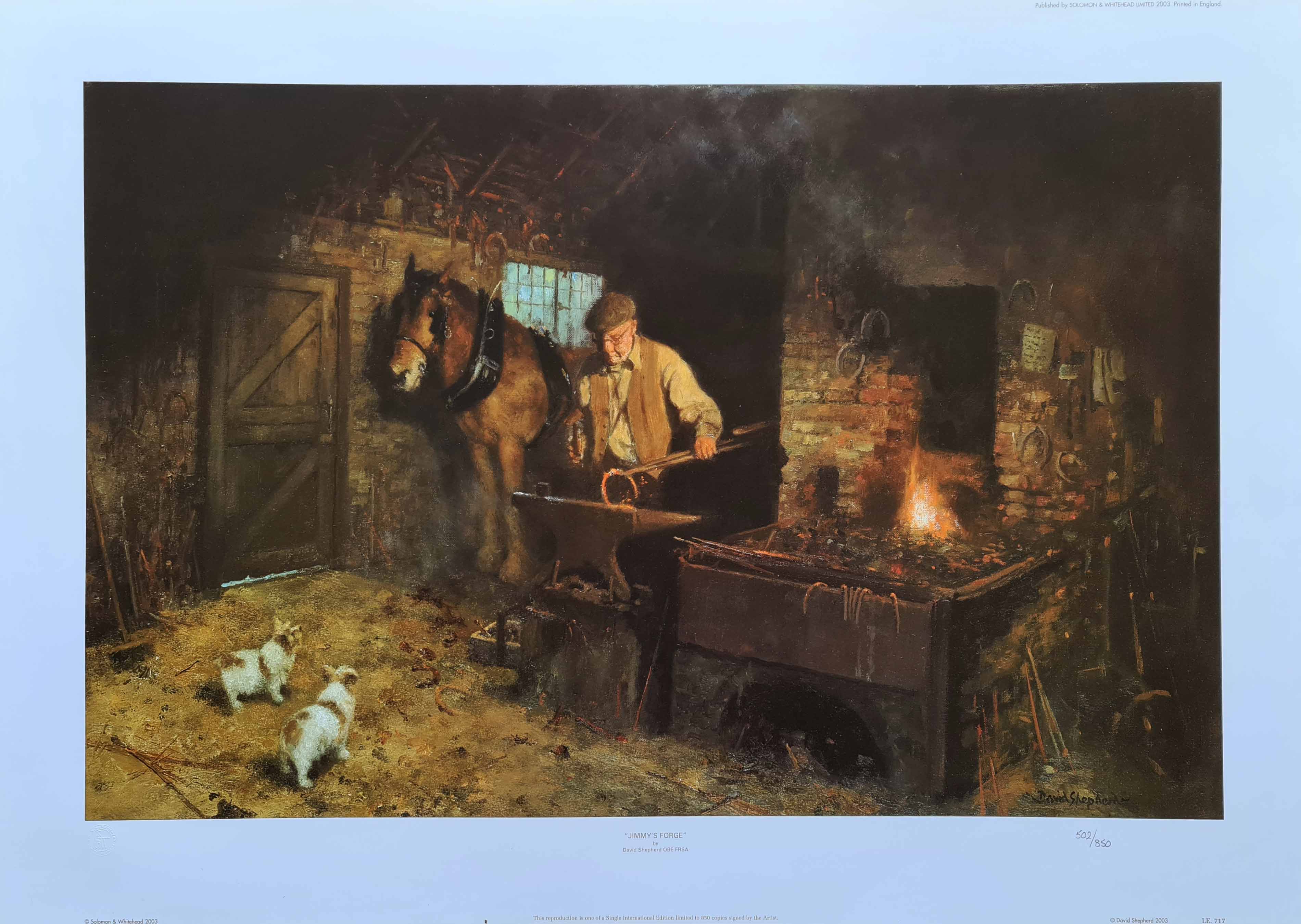 david shepherd  jimmy's forge mounted print