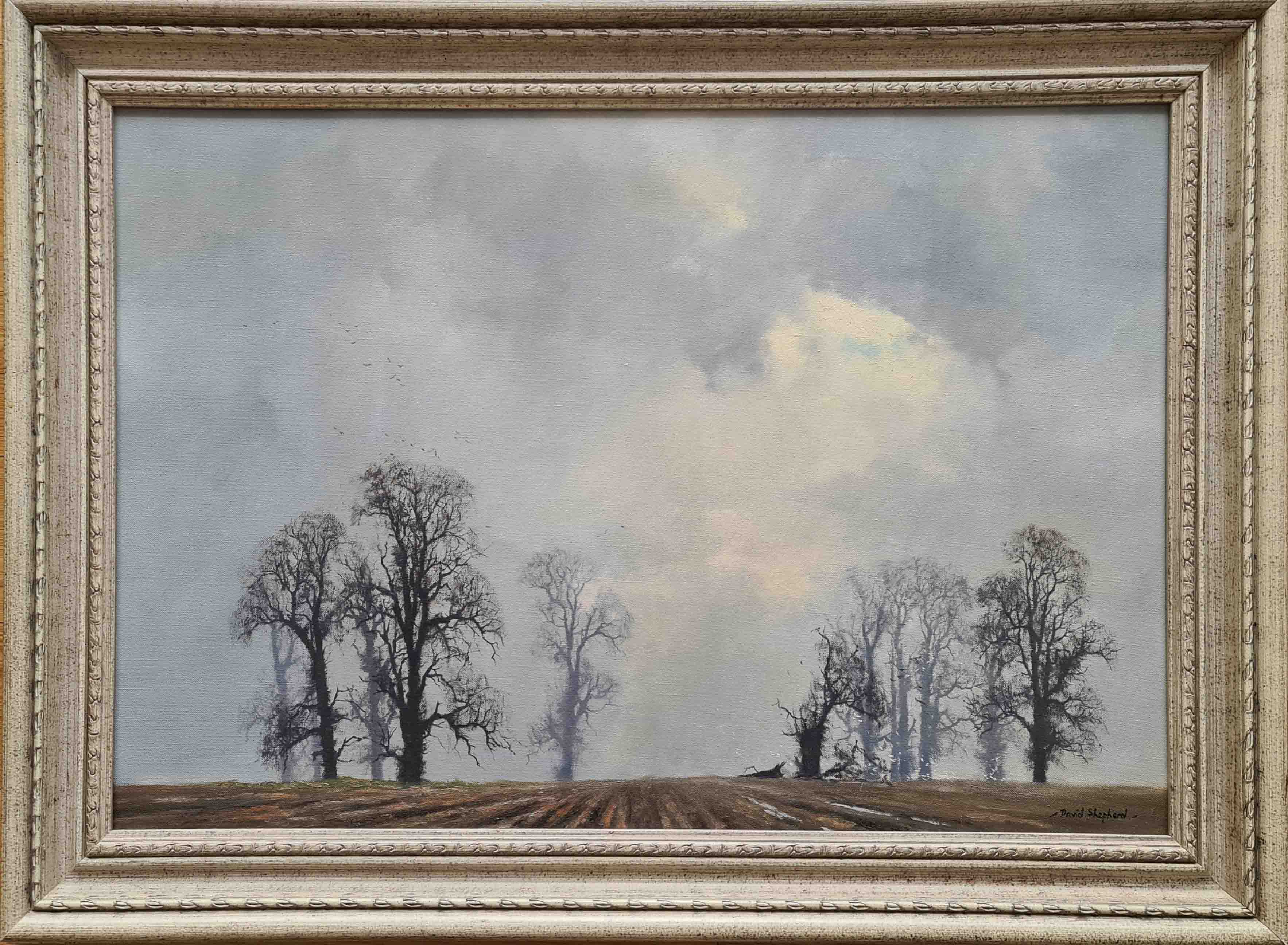 david shepherd  landscape oak painting framed