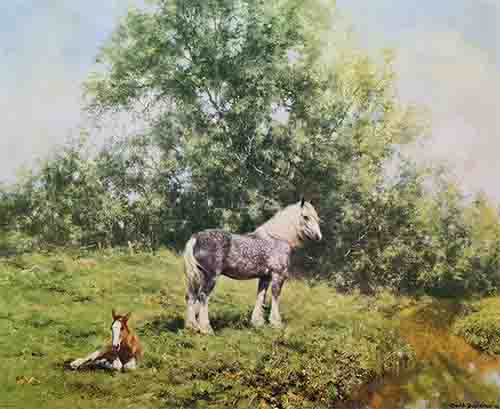 david shepherd, Lazy Hazy Days of Summer, horses, signed print