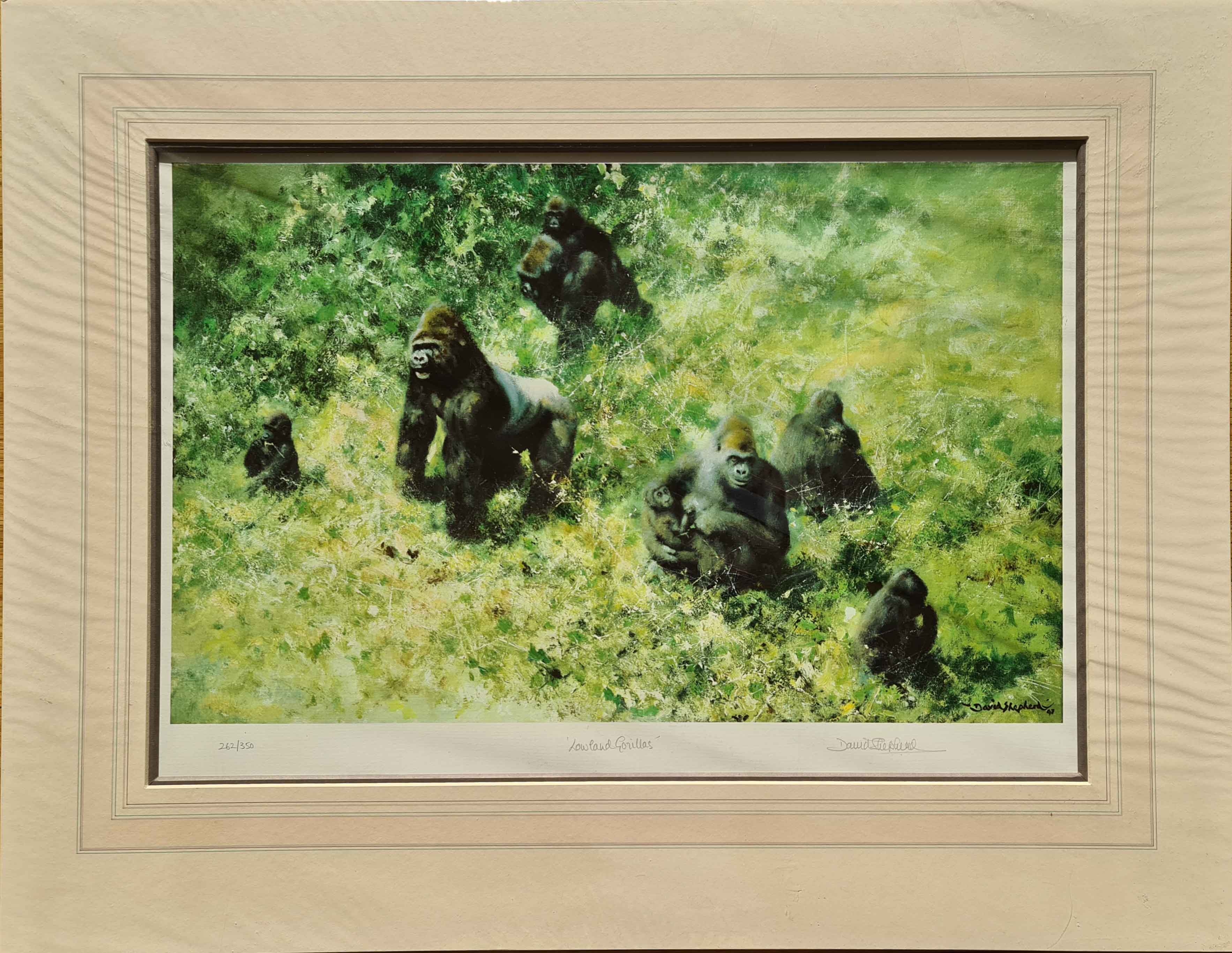 david shepherd lowland gorillas, mounted