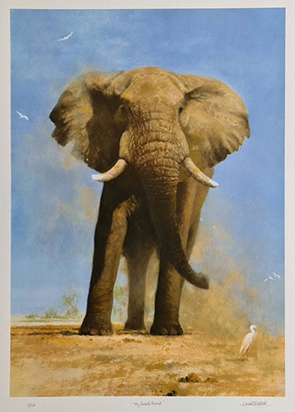David Shepherd, silkscreen, my savuti friend, elephants