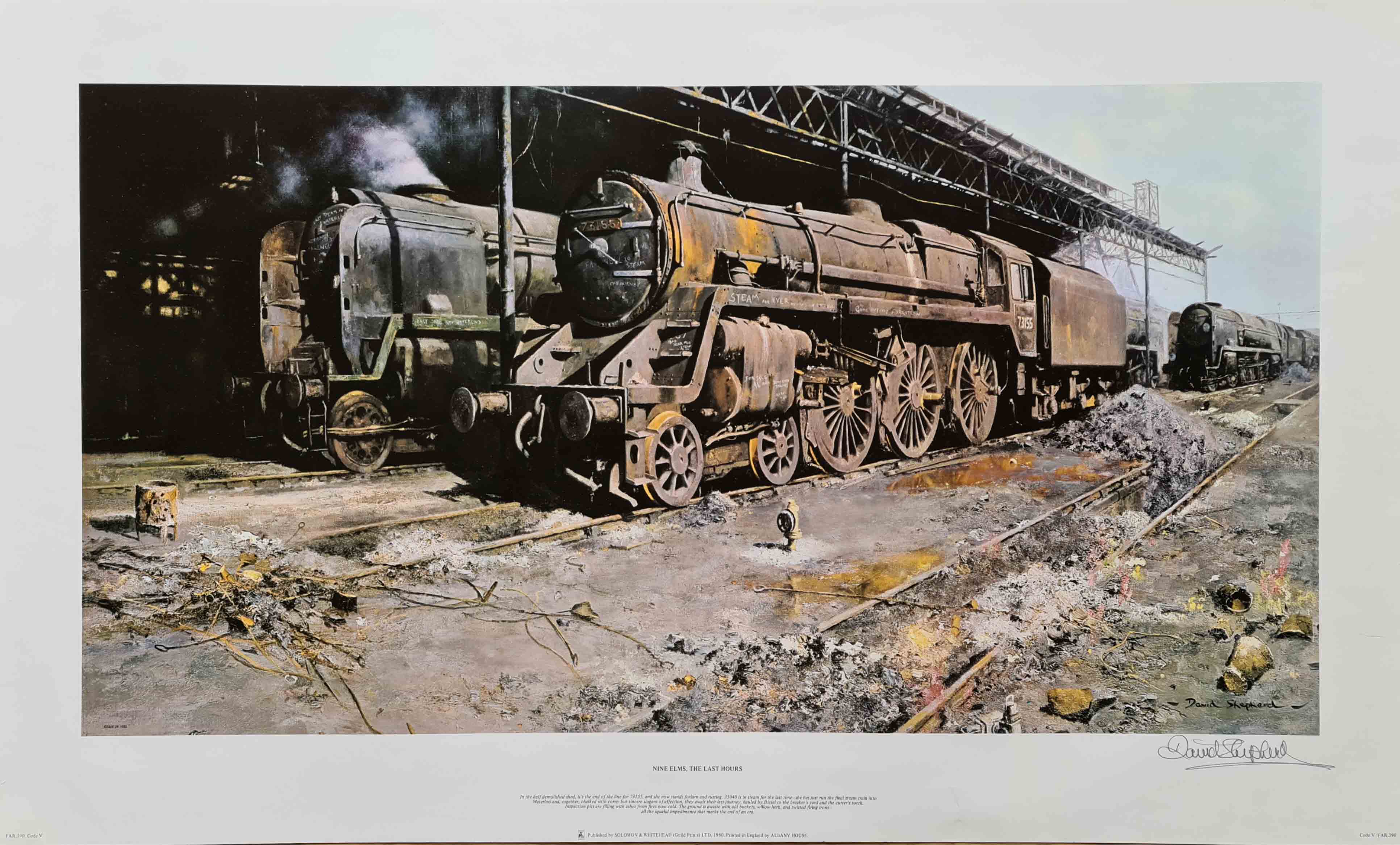 David Shepherd nine elms, steam, trains, England print