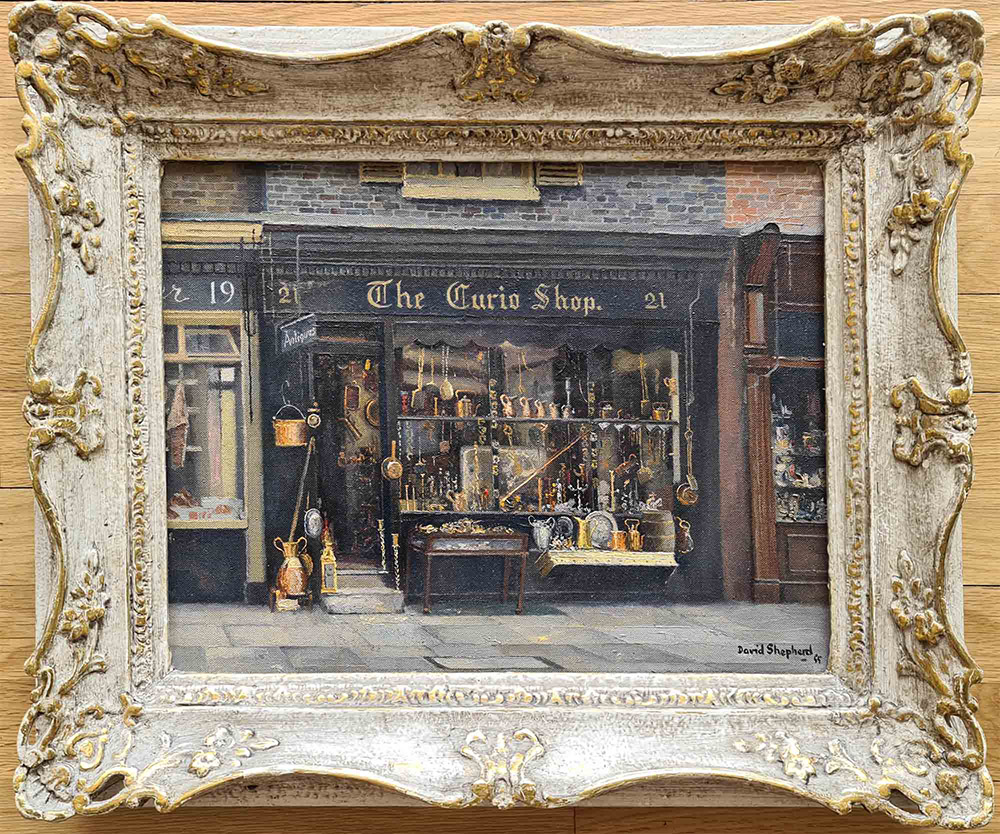 david shepherd original, The Curio Shop, Shepherd street, Mayfair, London, painting