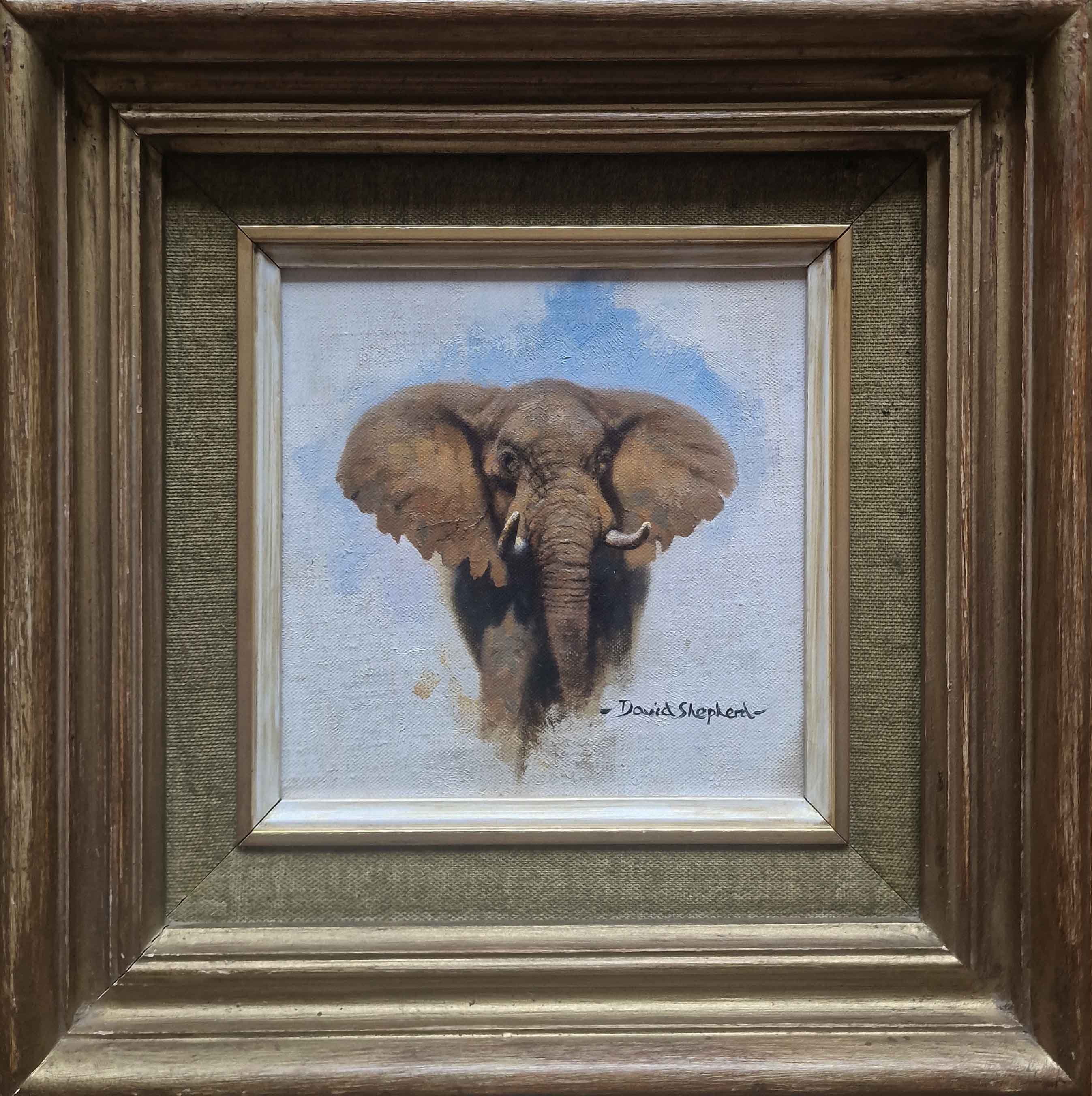 david shepherd, elephant, original oil painting on canvas,10