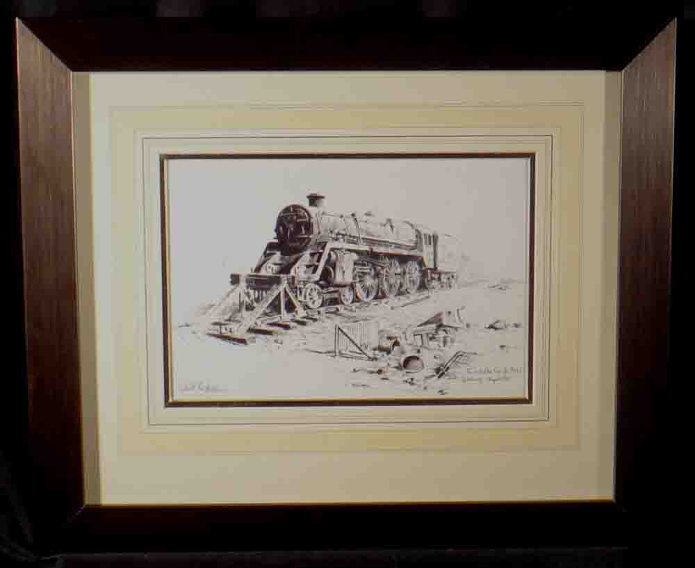 david shepherd original, ink, train