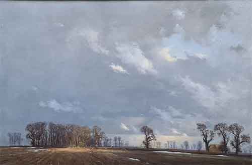 david shepherd, painting, landscape study of clouds and sunlight