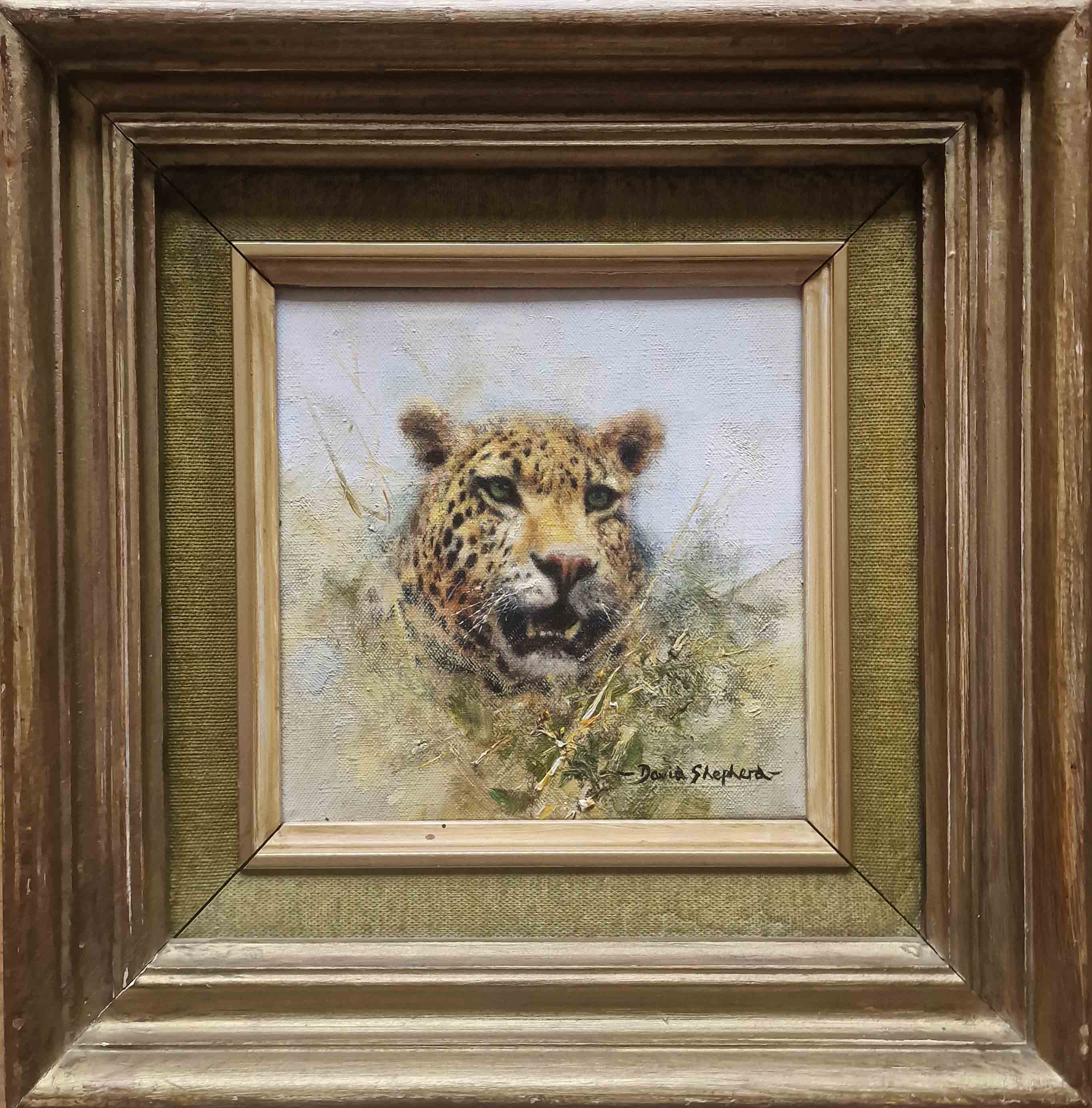 david shepherd, leopard, original oil painting on canvas,1