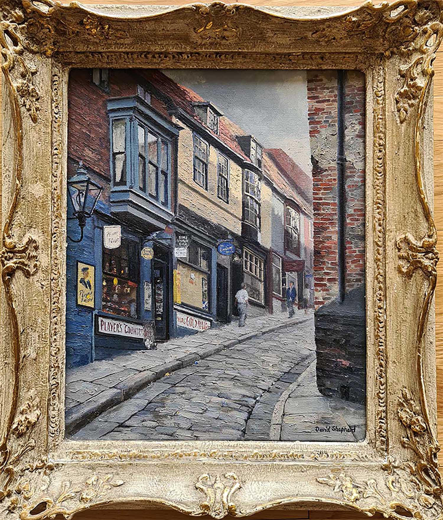 david shepherd original, old street, Linoln, painting