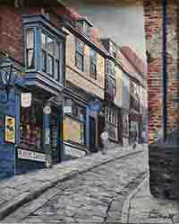 old street, david shepherd, original, Oil Painting on canvas