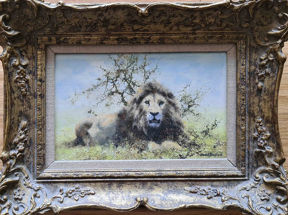david shepherd original, lion, painting