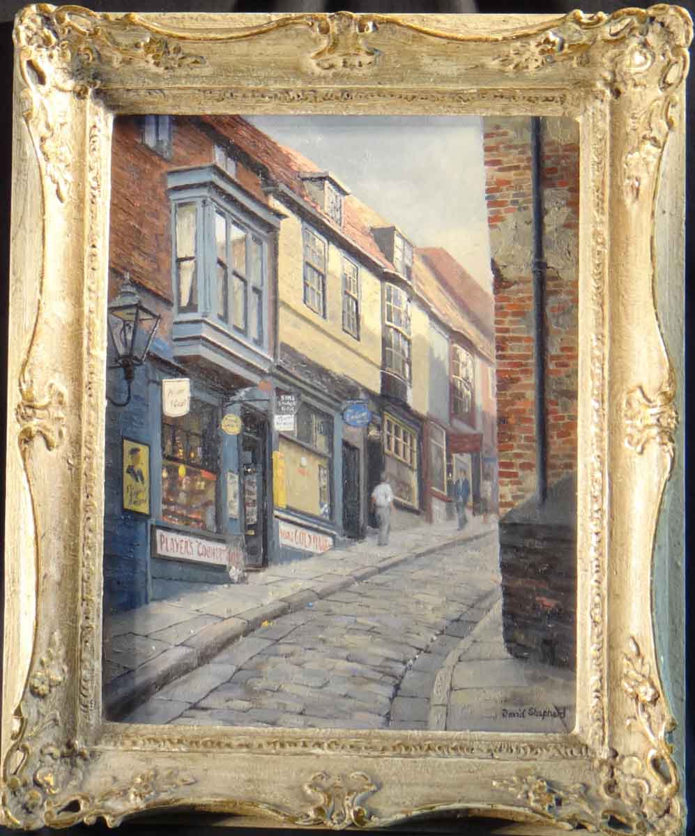 david shepherd, oil painting, Lincoln david shepherd, original oil painting, old street