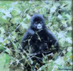 david shepherd, painting, baby gorilla