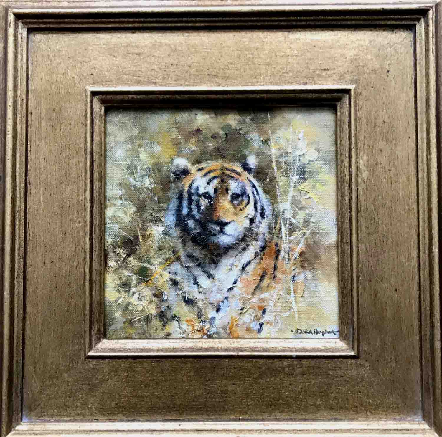 david shepherd original, tiger's head, painting