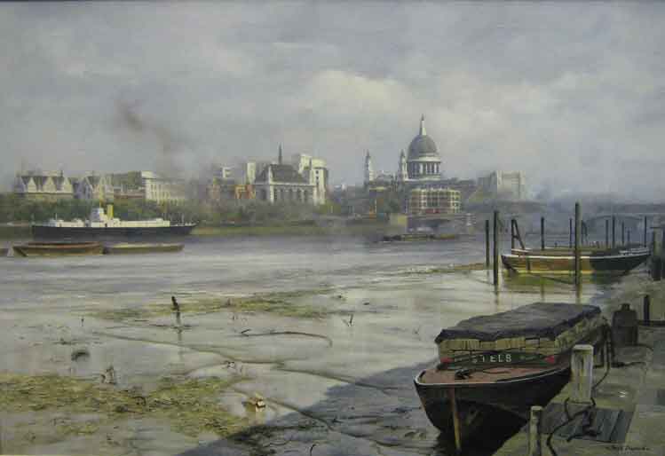 david shepherd smokey thames, painting