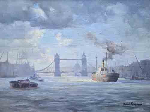 david shepherd , River Thames and Tower Bridge, London david shepherd, original painting, River Thames and Tower Bridge, London