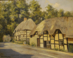 david shepherd, original, thatched cottages Wherwell