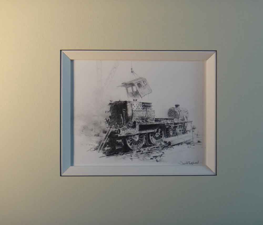 david shepherd, steam, train, breakers yard mounted