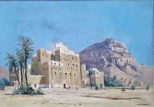 david shepherd, large, original painting, wadi hadhramaut