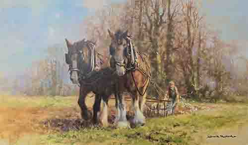 david shepherd, plough team, signedprint