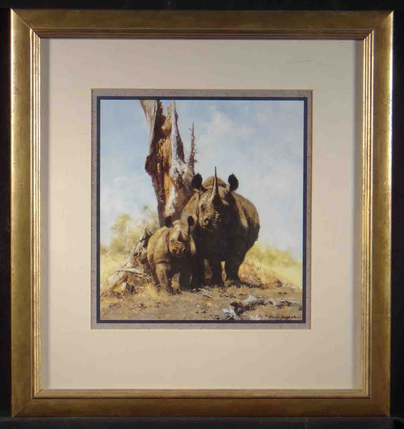 david shepherd, rhino, signed, framed print