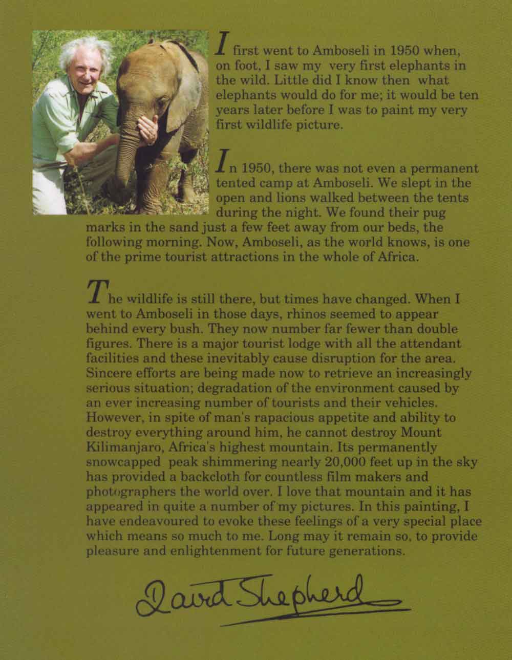 david shepherd amboseli brochure david shepherd amboseli brochure