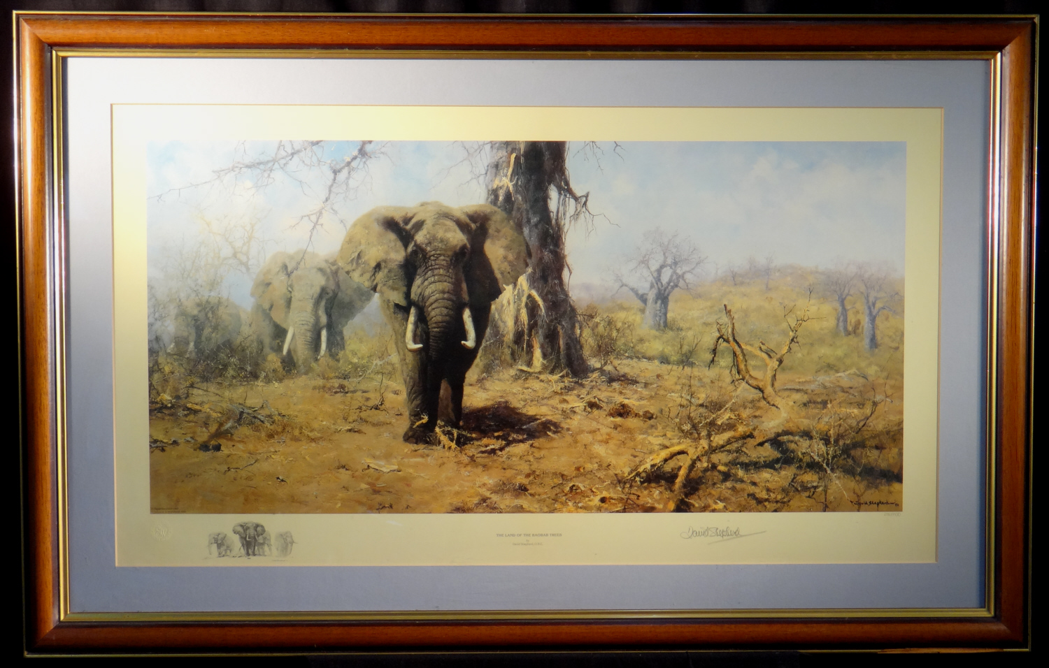 david shepherd, signed print, Land of the Baobab Trees