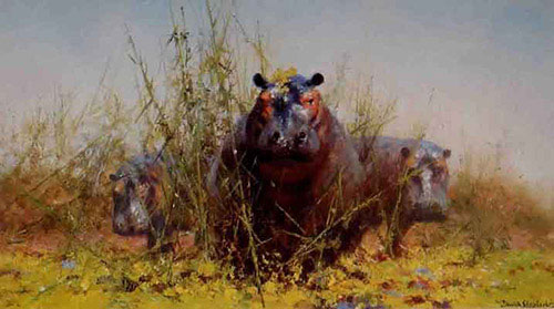 David Shepherd, hippos, signed limited edition print
