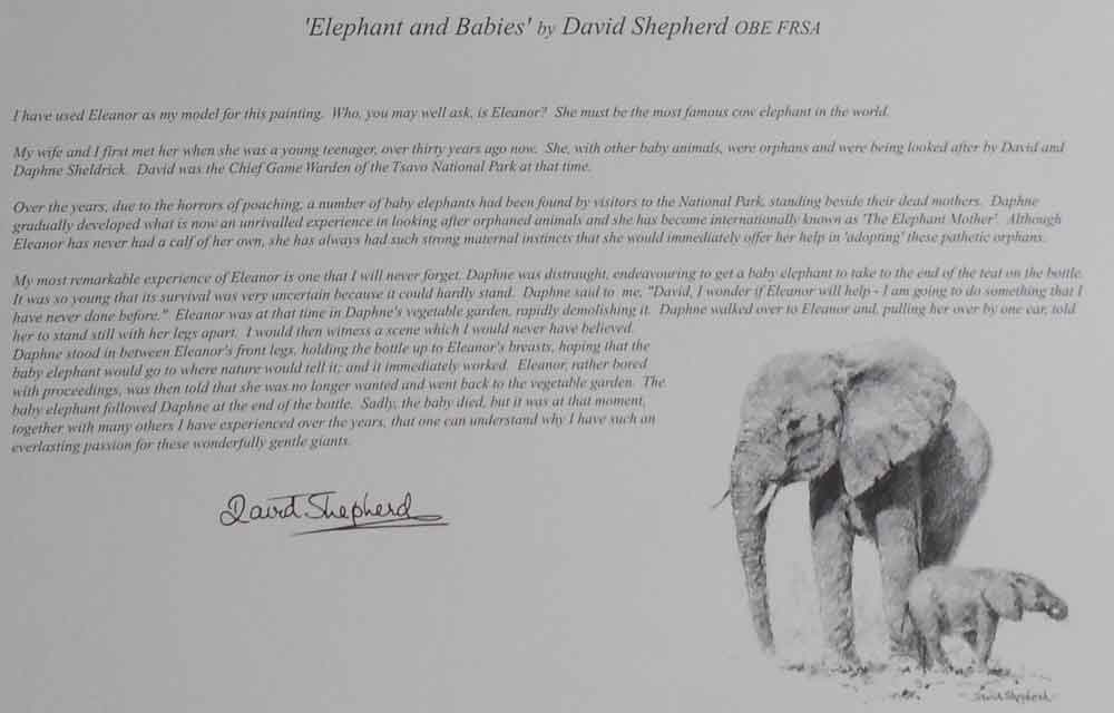 david shepherd wildlife of the world Elephant and babies, text