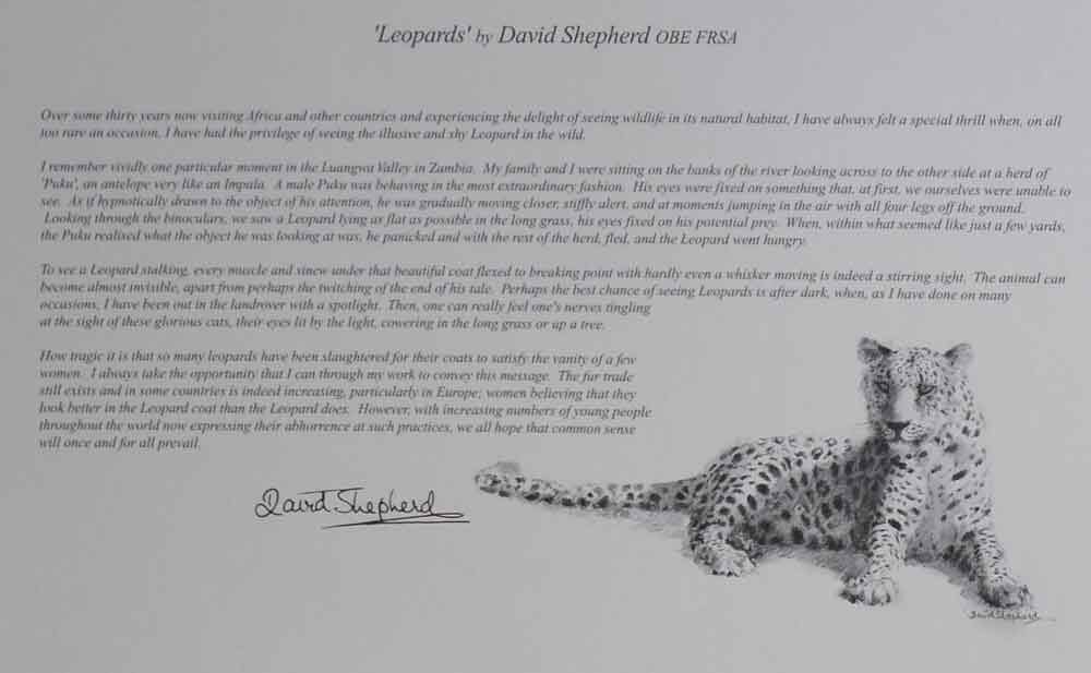 david shepherd wildlife of the world Leopards, text