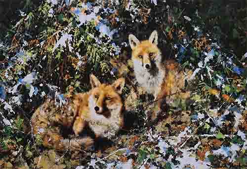 david shepherd winter foxes, signed, limited edition, print