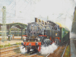 david shepherd, original, oil, steam trains